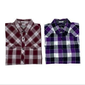 Men’s Express Fitted Plaid Dress shirt Bundle
